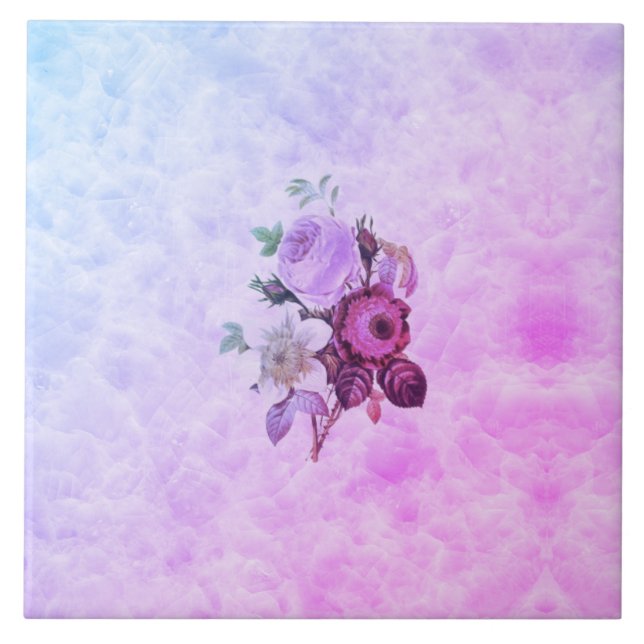 Carreau Marmo marble marbre colored flowers (Devant)