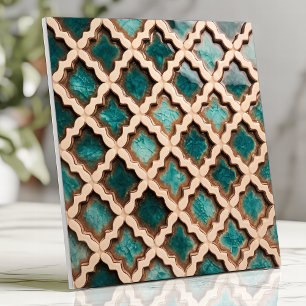 Carreau Marocain Quatrefoil Sarcelle Rustique Vint