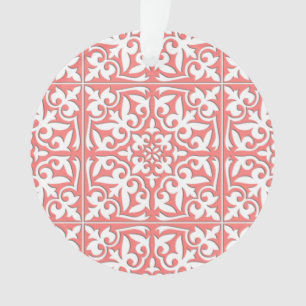 Carreau marocain - rose corail et blanc