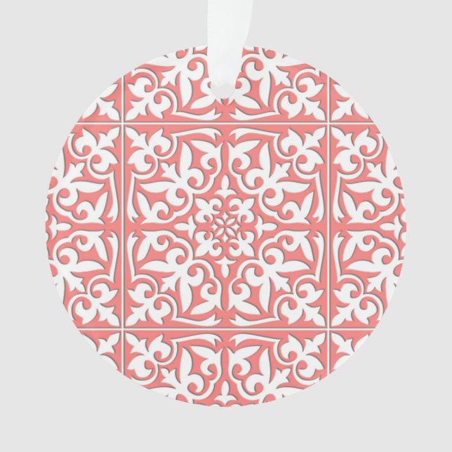 Carreau marocain - rose corail et blanc (devant)