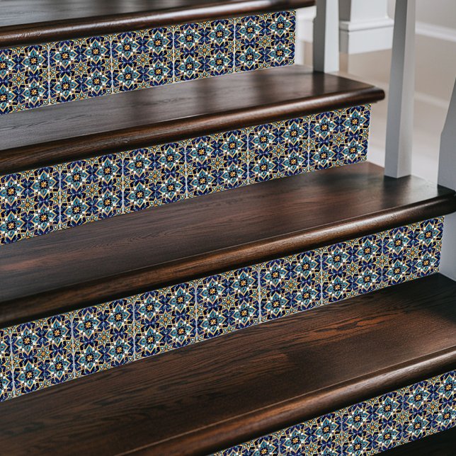 Carreau Marocain Starburst Motif, Décoratif Bleu & Or (Créateur téléchargé)