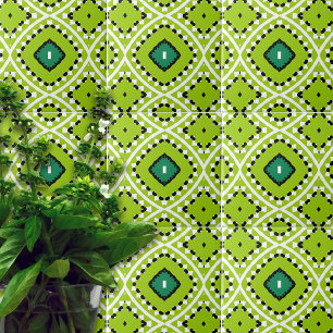 Carreau Marocaine Ethnique Lime Green Mosaïque géométrique