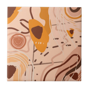 Carreau Marron beige orange bohème art abstrait