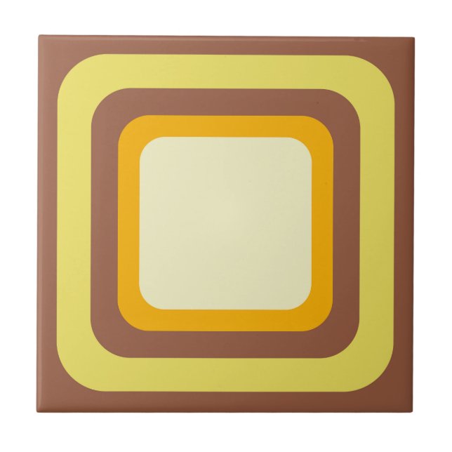Carreau Marron Rétro Jaune Orange Beige (Devant)