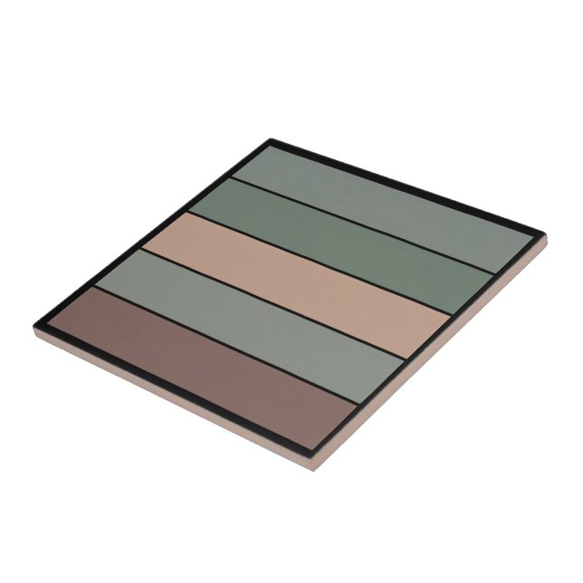 Carreau Marron Vert Avec Des Rayures Noires Sur Papier Aqu (Côté)
