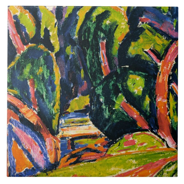Carreau Marsden Hartley peinture, Arbre Rouge, Carrelage e (Devant)