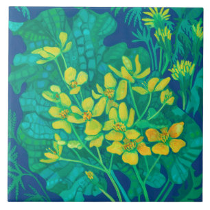 Carreau Marsh Marigold Fleurs sauvages d'été peinture flor