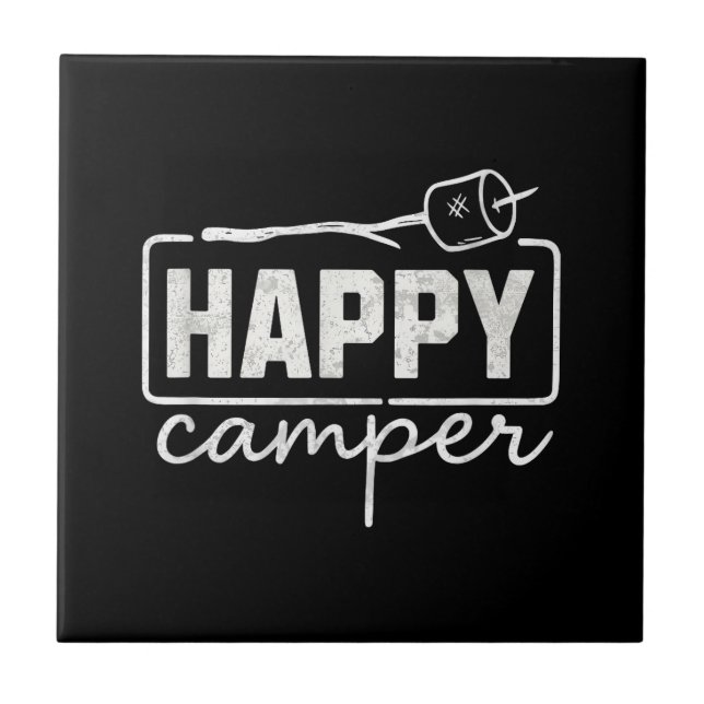 Carreau Marshmallow Joyeux Campeur Drôle Randonnée Camping (Devant)
