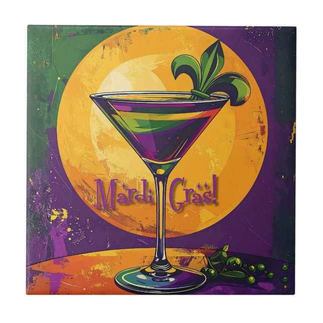 Carreau Martini Fleur de Lis Mardi Gras Milieu du Siècle C (Devant)