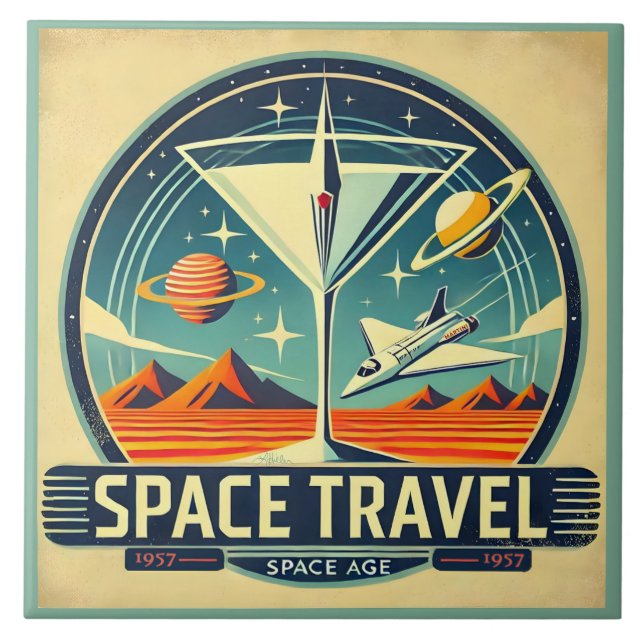Carreau Martini Space Travel 1957 Logo Nouveaux Mondes (Devant)