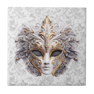 Carreau Mascarade Masque coloré en gris