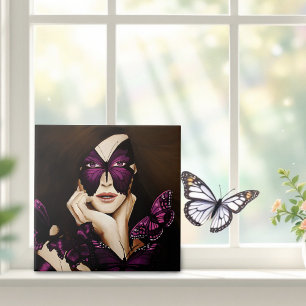 Carreau Mascarade Papillon Violet Femme Élégante Fantastiq