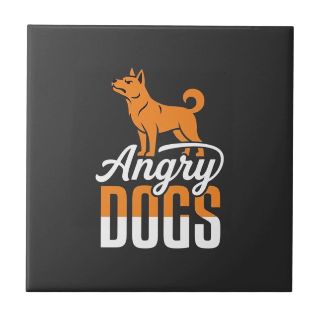 Carreau Mascotte vectorielle de chiens en colère (Devant)
