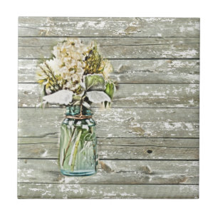 Carreau Mason jar wildflower barn wood french country
