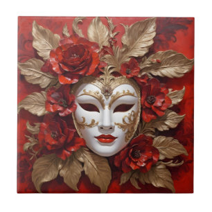 Carreau Masque carnaval rouge et or