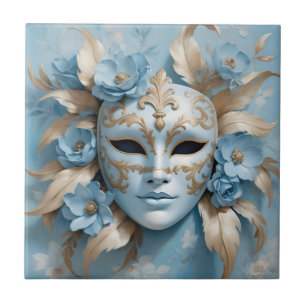 Carreau Masque de carnaval bleu et or