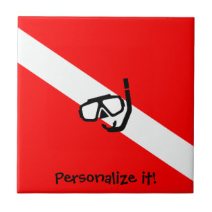 Carreau Masque de plongée avec drapeau