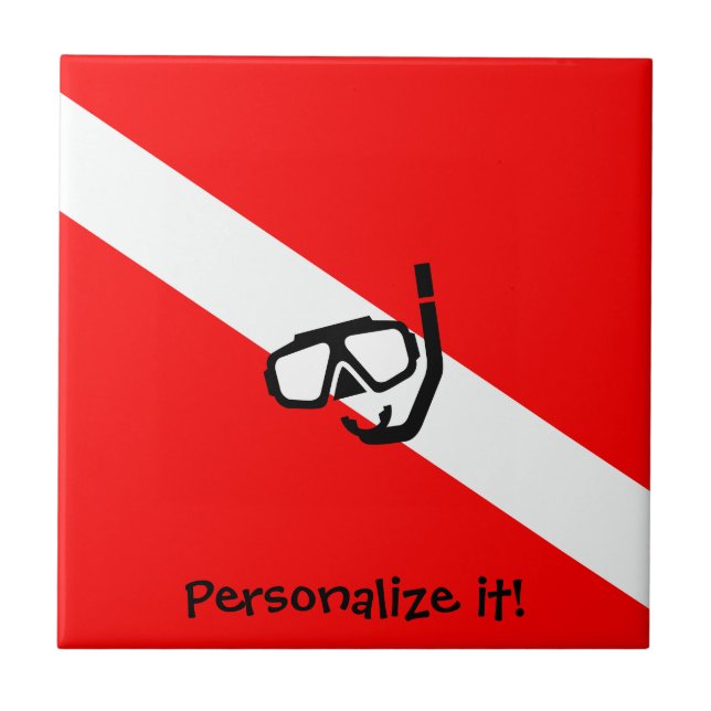 Carreau Masque de plongée avec drapeau (Devant)