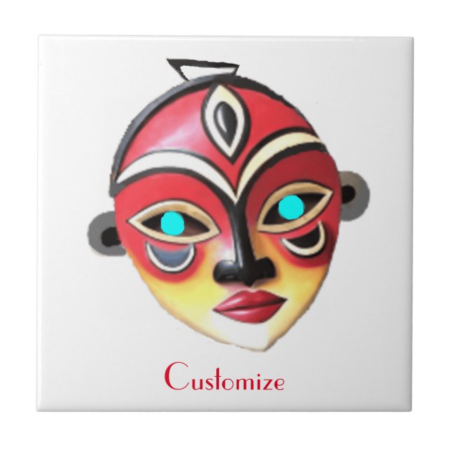 Carreau Masque de visage de fille africaine Thunder_Cove  (Devant)