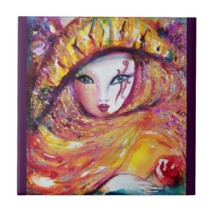 Carreau MASQUE EN JAUNE / Balle mascarade vénitienne, viol