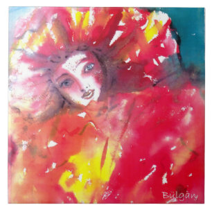 Carreau MASQUE EN ROUGE / Balle mascarade vénitienne, Jaun