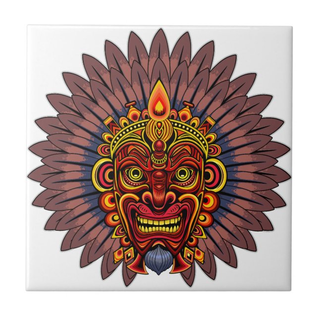 Carreau Masque rituel du roi guerrier tribal (Devant)