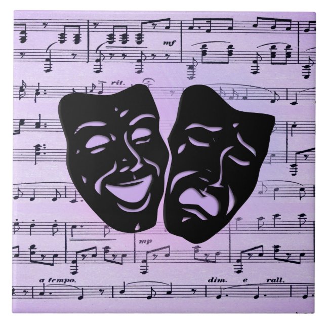 Carreau Masques de musique et de théâtre violets (Devant)