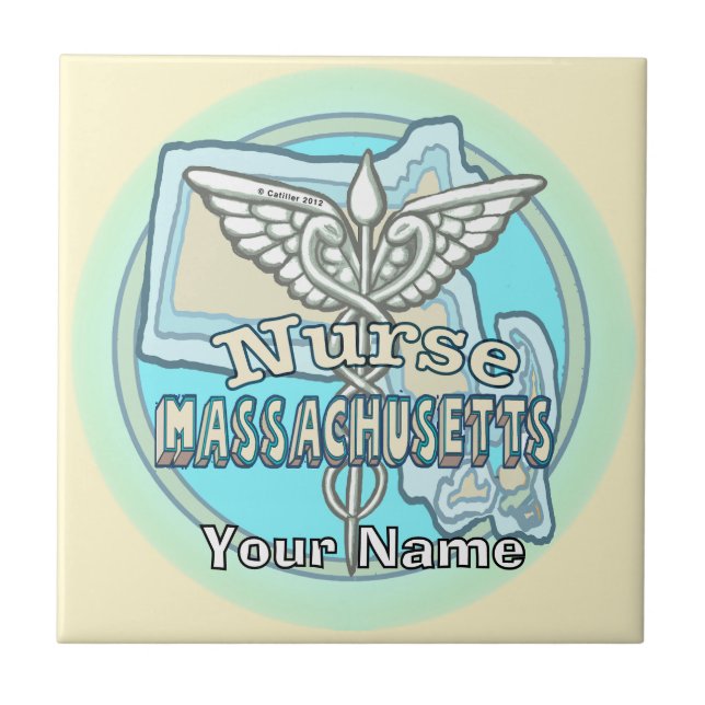 Carreau Massachusetts Nurse Caduceus Tile (Devant)