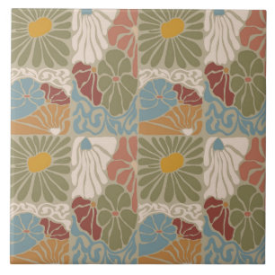 Carreau Matisse Groovy floral Art Nouveau 1970s