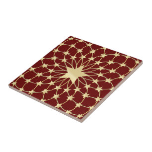 Carreau Matrice d'étoiles d'or en expansion cercles