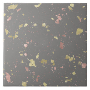 Carreau Matte Gold et Rose Gold Flakes Warm Dark Grey