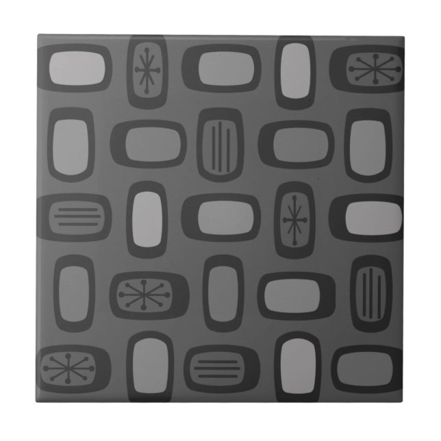 Carreau MCM arrondi au milieu du siècle Rectangles gris ce (Devant)