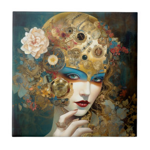 Carreau Mécanique Lady Robotique Imaginaire Sci-Fi