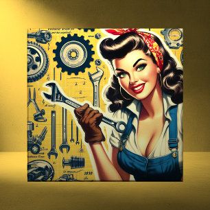 Carreau Mécanique vintage pin-up