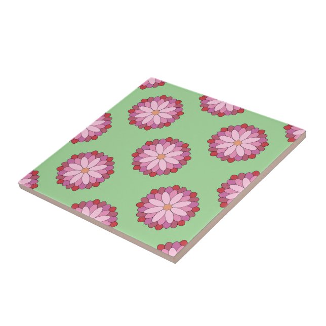 Carreau Médaillon asiatique rose pastel Floral (Côté)