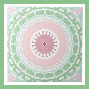 Carreau Médaillon de kaléidoscope rose et vert Mandala