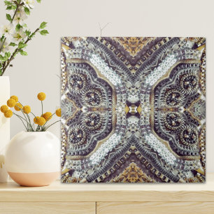 Carreau Médaillon d'or gris kaléidoscopique