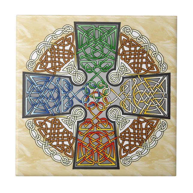 Carreau Médaillon élémentaire de croix celtique (Devant)