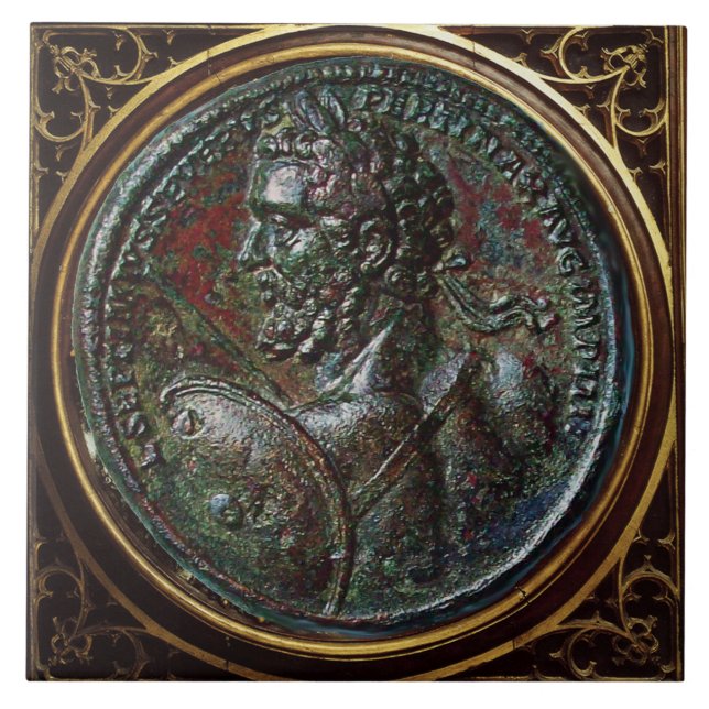 CARREAU MÉDAILLON EN BRONZE ROMAIN ANTIQUE SEPTIME SÉVÈRE (Devant)