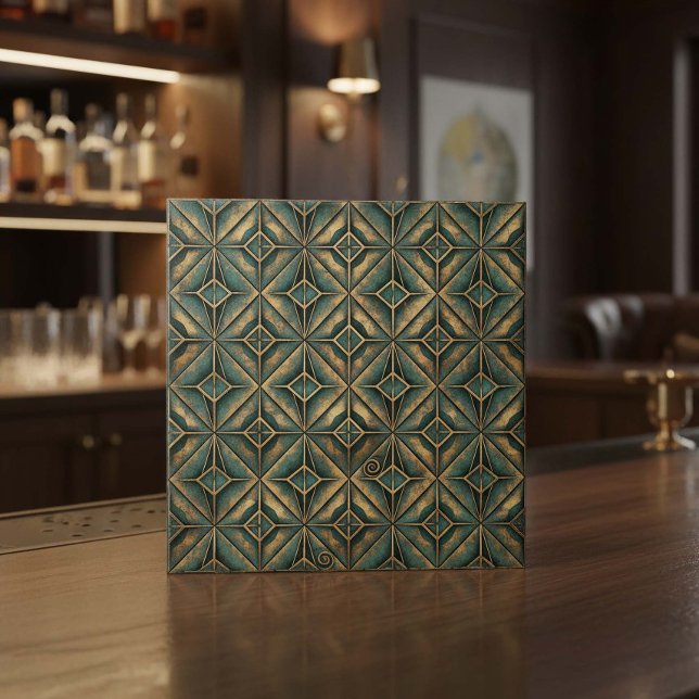 Carreau Médaillon étoile de vert-de-gris : Bronze vieilli  (Créateur téléchargé)