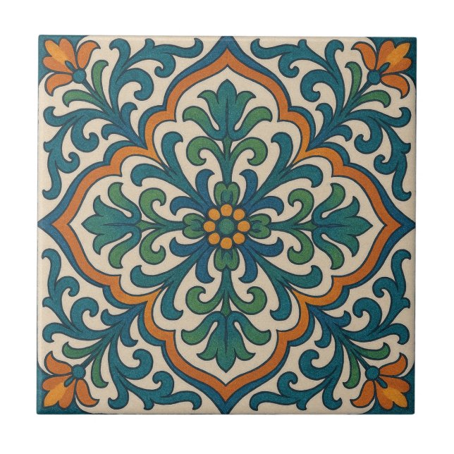 Carreau Médaillon Floral Marocain (Devant)