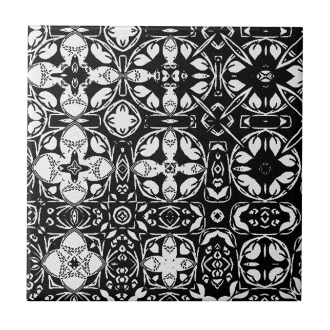 Carreau Médaillon Médaillon Motif noir et blanc (Devant)