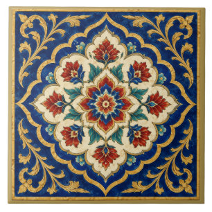 Carreau Médaillon mural floral Iznik orné