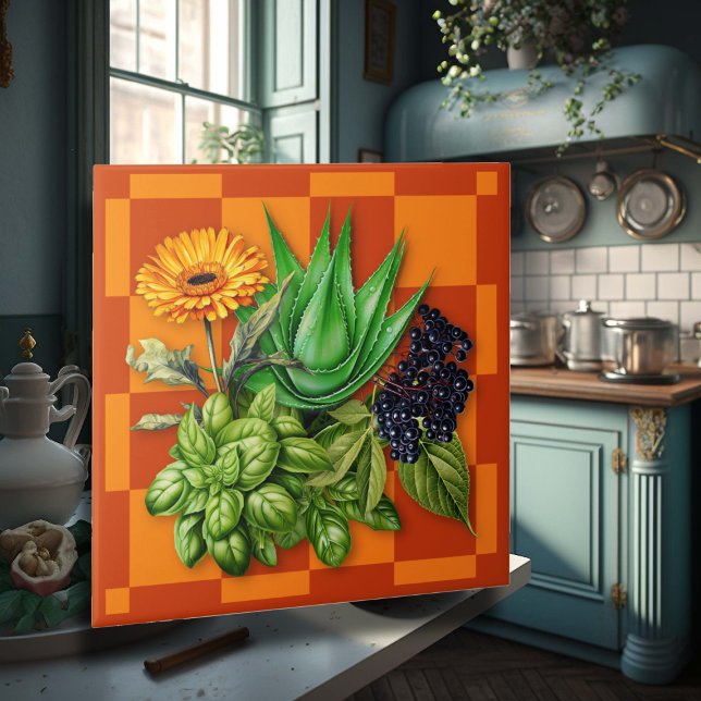 Carreau Medicinal Herbs Kitchen Accent Tile (Créateur téléchargé)