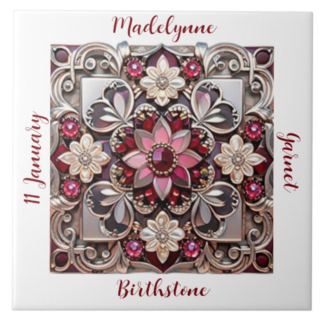 Carreau Medieval Garnet Crest Birthstone (Devant)