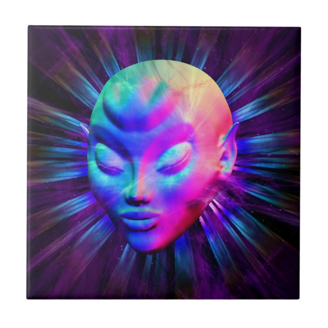 Carreau Méditation psychédélique Alien (Devant)