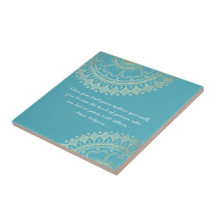 Carreau Méditation Yoga Instructeur Blue Gold Mandala Cita