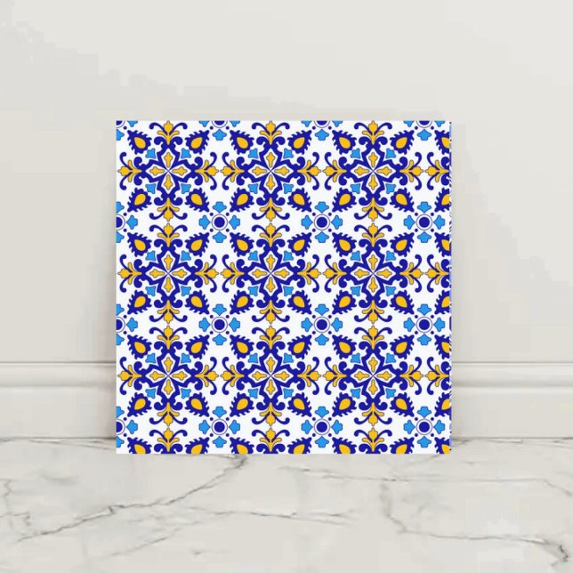 Carreau Mediterranean Royal Mosaic Blue and Gold Ceramic  (Créateur téléchargé)