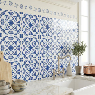 Carreau Méditerranéen rustique bleu marine blanc