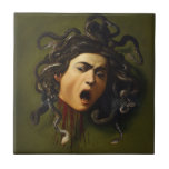 Carreau Medusa tête Caravaggio peinture art mythologie can<br><div class="desc">Medusa tête Caravaggio peinture art mythologie toile domaine public médiéval</div>